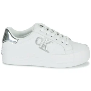 belle Calvin Klein Jeans VULC FLATFORM LACEUP LOW Couleur Blanc / Argent 10