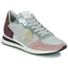 pas cher marque Philippe Model TROPEZ X LOW WOMAN Couleur Gris / Rose / Prune 22