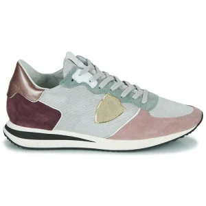 pas cher marque Philippe Model TROPEZ X LOW WOMAN Couleur Gris / Rose / Prune 10