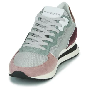 pas cher marque Philippe Model TROPEZ X LOW WOMAN Couleur Gris / Rose / Prune 12