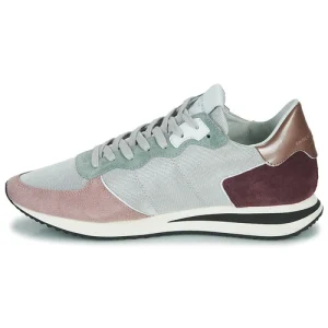 pas cher marque Philippe Model TROPEZ X LOW WOMAN Couleur Gris / Rose / Prune 14